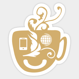 a cup of coffee latte robot art Sticker